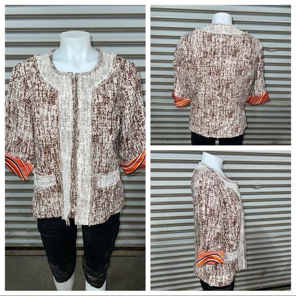 Just B button up jacket with mesh detail and bright lining size XL 100% linen - Picture 10 of 10